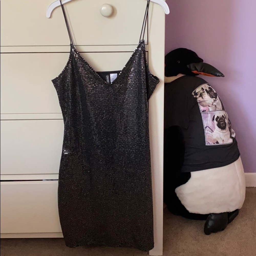 Shiny Silver & Black Dress